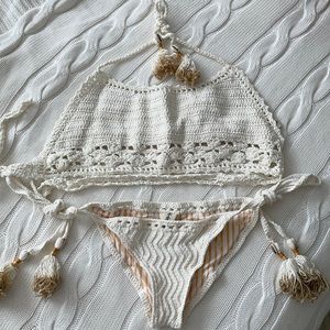 She Made Me 2-piece crochet bikini in ivory